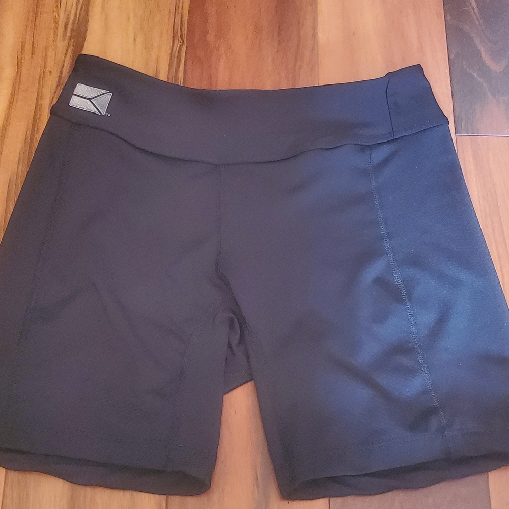 Black Bike Shorts with Wide Waistband and Moisture-Wicking Fabric